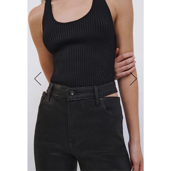 Simkhai Amelia Straight Leg Denim Coated Black Size 31 - Picture 2 of 11